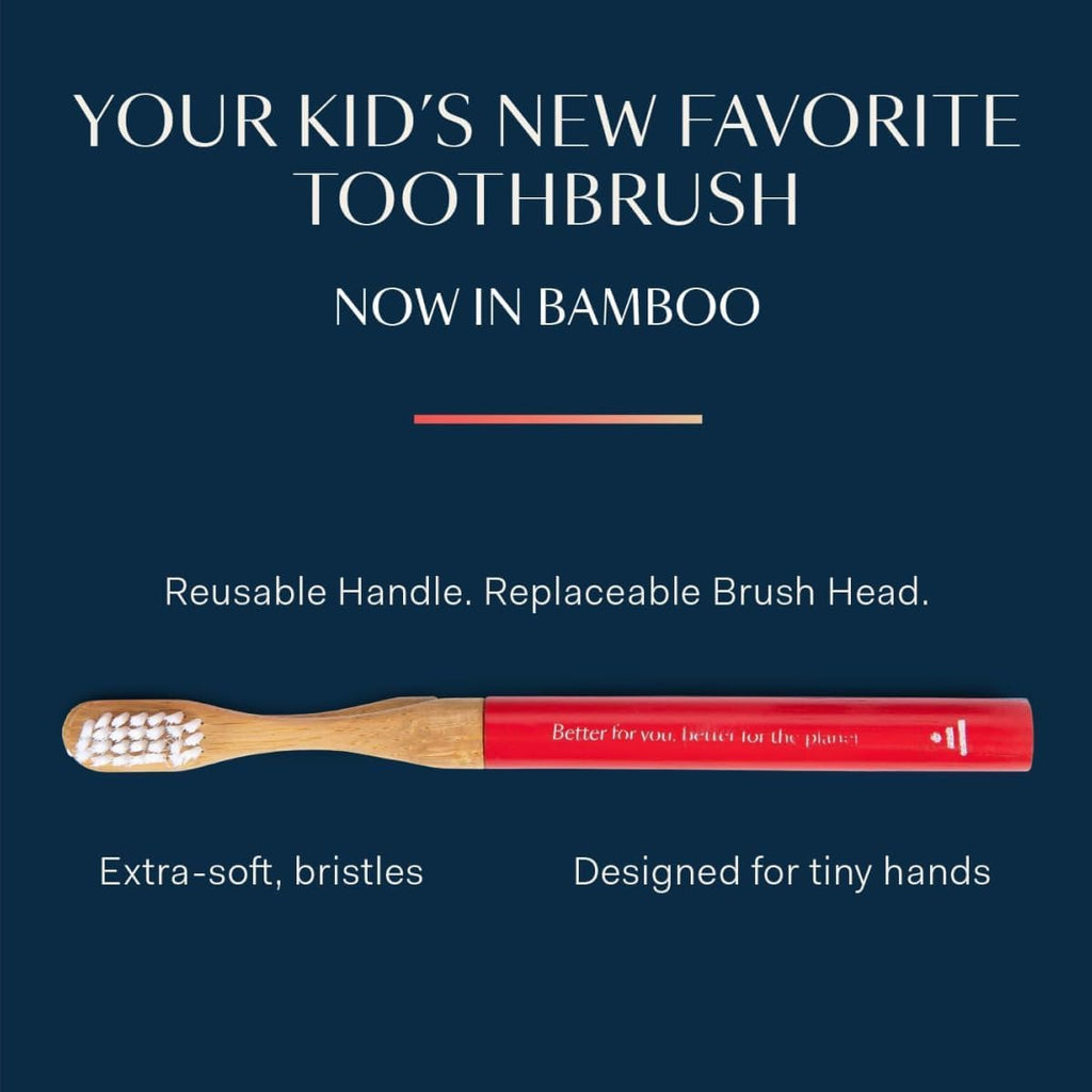 Better & Better Natural Bamboo Toothbrush for Kids | Extra Soft Bristle Toothbrush | 100% Plant-Based | Reusable Handle, Replaceable Brush Head | Eco-Friendly, Zero Plastic (Variety Pack of 3)