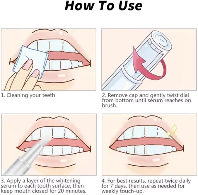 NomadNest Teeth Whitening Pen (4 Pcs) – Painless Teeth Whitener for Sensitive Teeth, Mint Flavor Whitening Gel, Removes Coffee & Tea Stains, Enamel-Safe, Travel-Friendly for a Brighter Smile