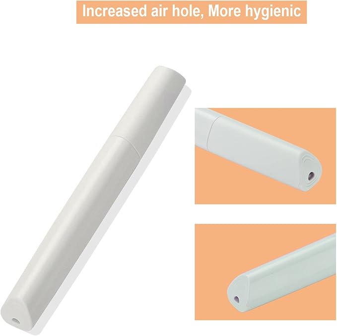 Portable Travel Toothbrush Case, Lipstick–like Plastic Toothbrush Holder Toothbrush Case Breathable Design with Air Hole More Hygienic Toothbrush Tube for Home Daily Travelling (White)