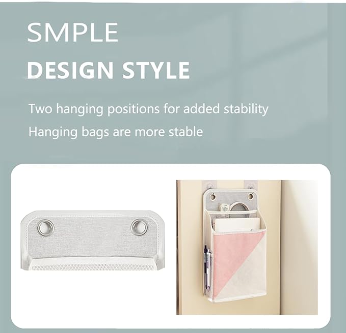 2pcs Wall Hanging Storage Organizer Bag, Hanging baskets with pockets for Wall organizing, Storage Hanging Bag for Bedroom, Dormitory, Study Room, Bathroom (Pink/white)