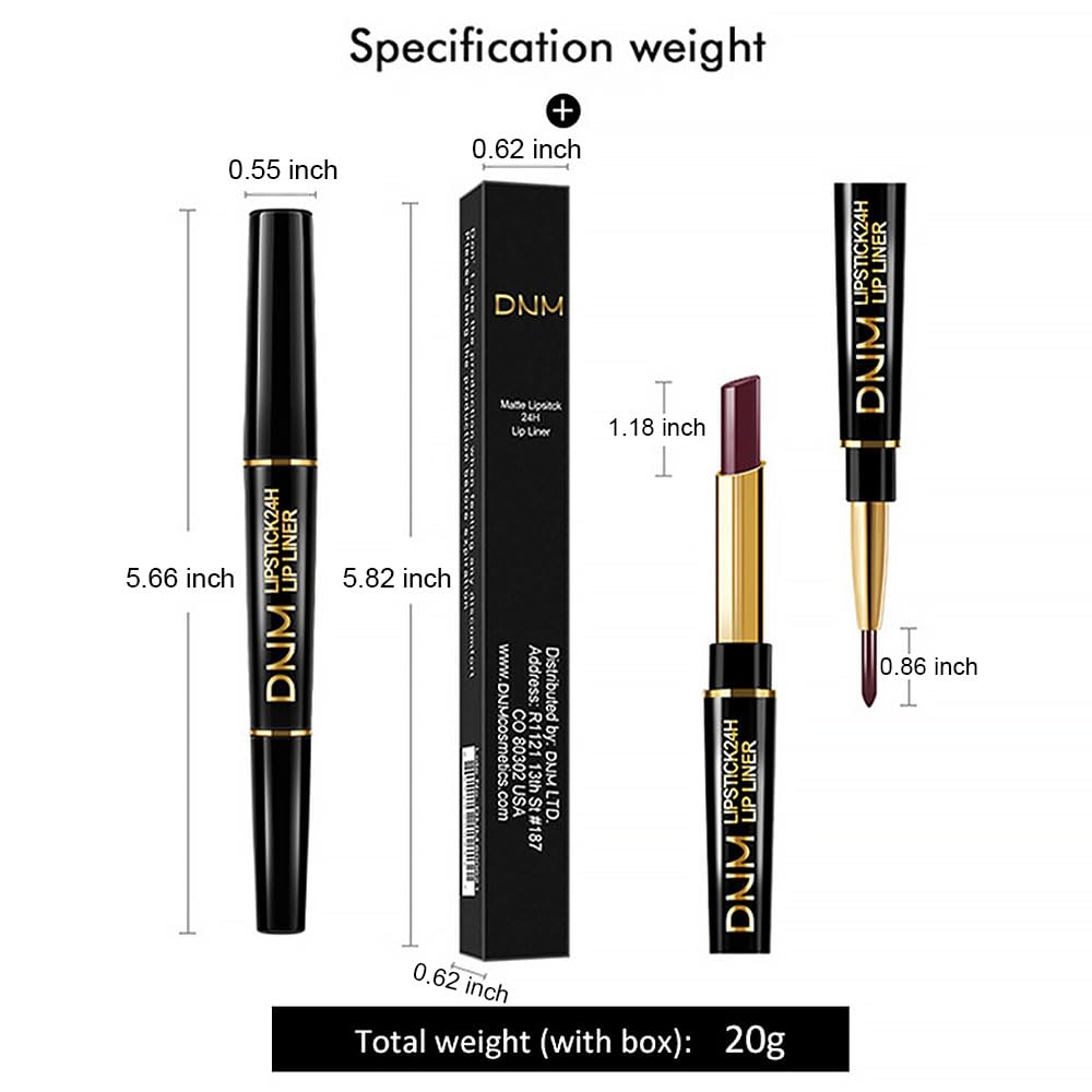 evpct 1Pcs Plum Purple Lip Liner and Lipstick Set Kit for Women Matte Lips Kit with Lip Liner Lip Stains Long Lasting Waterproof 24 Hour Lipstick and Lip Liners Combo Lipliners Pencil Set 05#
