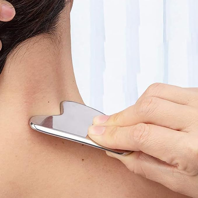 Stainless Steel Gua Sha Facial Massage Tool – Metal Guasha Scraper for Face, Jawline, Neck & Body – Skin Tightening, Puffiness Reducing, Sculpting & Relaxation – Perfect Beauty & Skincare Gift