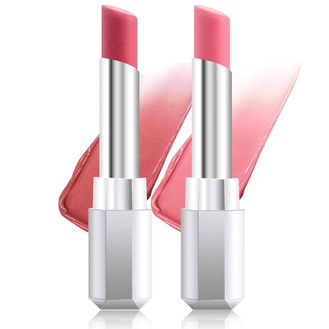 Honey Lipstick Tinted Lip Balm - Shine Moisturizing Lipstick for Women, Natural Nourishing Hydrating Lip Gloss Stain for Dry Lips, Tint Sheer Lightweight Makeup, Vegan - 2Pc Dusty Pink & Pink