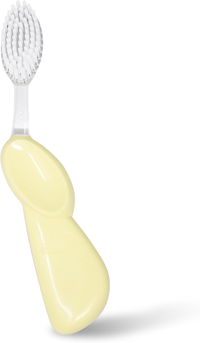 RADIUS Toothbrush Big Brush with Replaceable Brush Head BPA Free ADA Accepted - Right Hand - Pastel Lemon Meringue Brush with Pastel Lemon Meringue Case