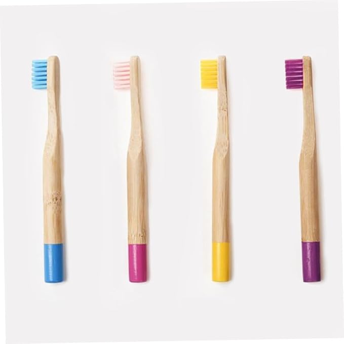 6PCS Natural Handle Toothbrush for Soft Bristles Ergonomic Anti-Slip Design Colorful Eco-Friendly Toothbrushes for Oral Care