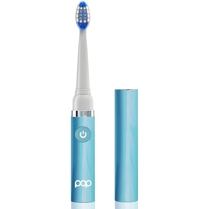 Pop Sonic Electric Toothbrush (Blue Pastel) - Travel Toothbrushes w/AAA Battery | Kids Electric Toothbrushes with 2 Speed & 15,000-30,000 Strokes/Minute, Dupont Nylon Bristles