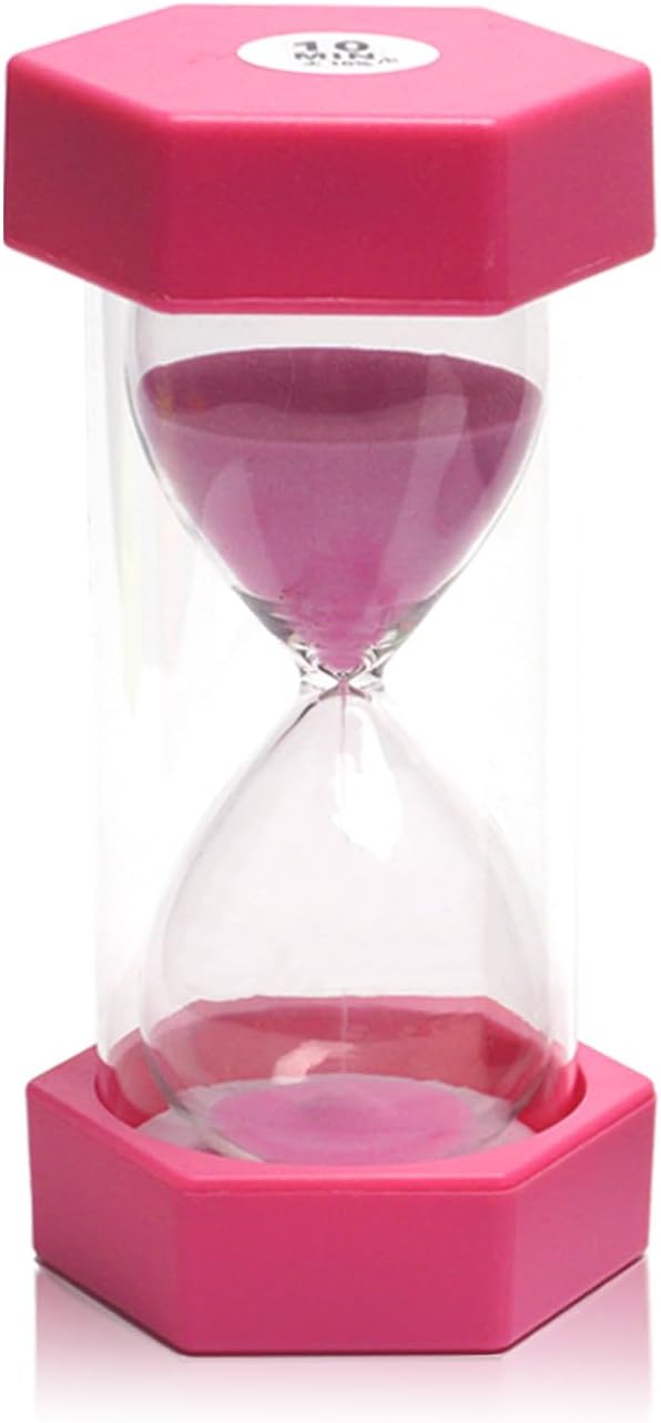 10 Minutes Sand Timer, Hourglass Timer, Sand Clock for Kids, Colorful Sand Watch, Sandglass Timer, Visual Timer for Home Office Kitchen Decor (Pink)