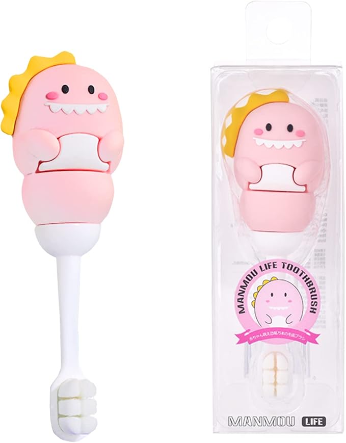 Toddler Toothbrush with Tongue Cleaner, Extra Soft Bristles for Kids 1-6，BPA-Free Baby Toothbrush with Ergonomic Grip & Non-Slip Handle， Kid Toothbrush for Gentle Care & Safe Brushing (Pink, 1 Count)