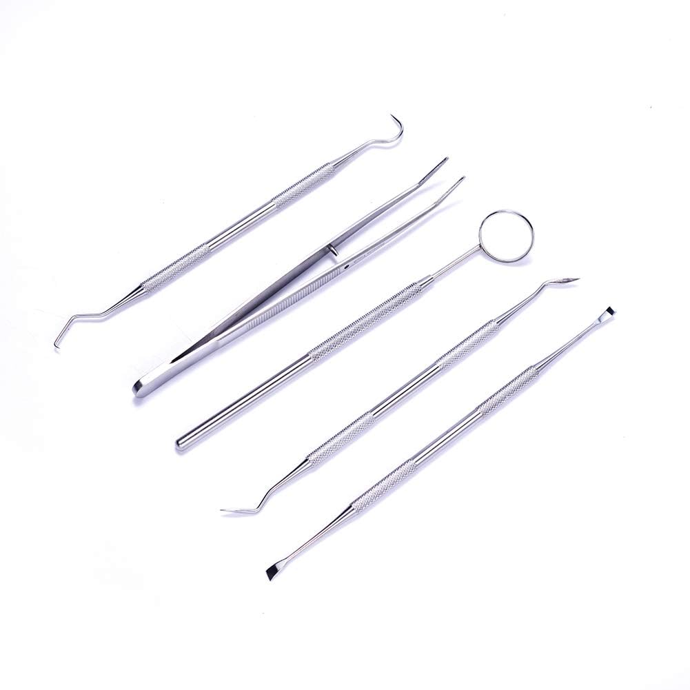 Easyinsmile 5PCS Dental Hygiene Kit Personal Oral Care Sets with Mouth Mirror, Scaler, Tarter Scraper, Teeth Pick, Tweezers Plaque & Calculus Removal Tool
