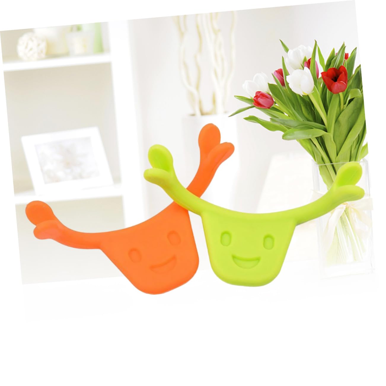 2pcs Silicone Smile Trainer for Facial Muscle Stretching and Lifting Natural Smile Maker Mouth Exerciser Edible Material Brace Green Orange
