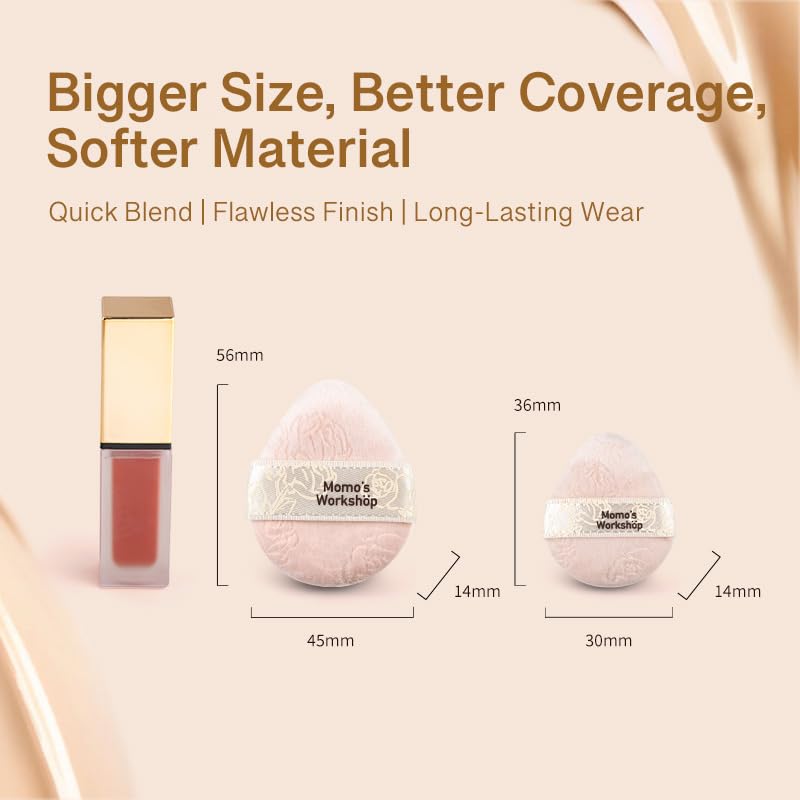 Pink Velvet Powder Puffs, Laser-Cut Rose Design, Dual-Sided, Travel Size & Wide M Size for Pressed Powder, Blush & Contour,5pcs Plush Puffs & Storage Case