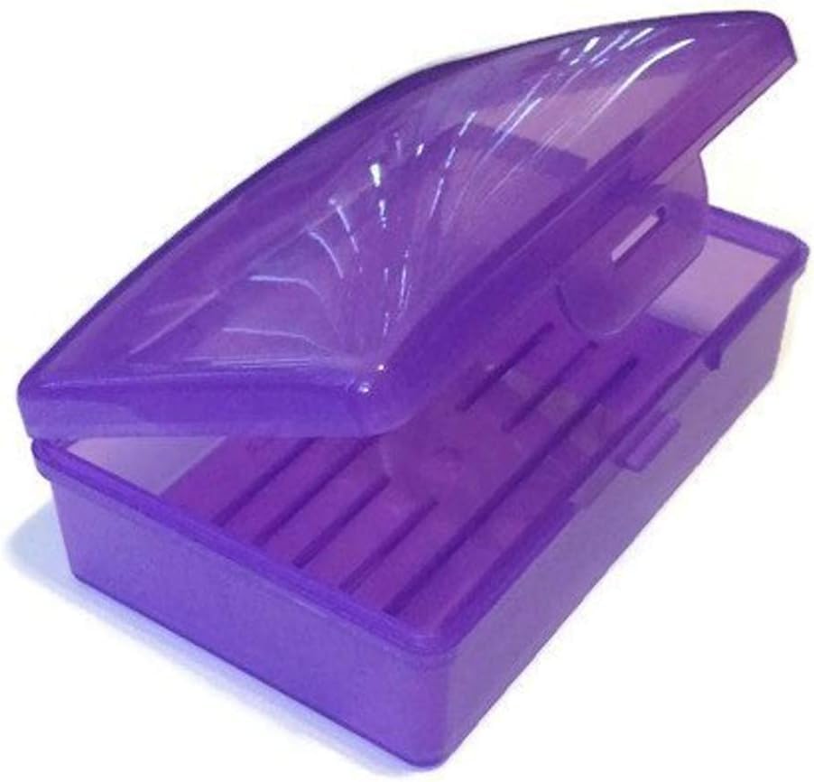 Purple Toothbrush Covers & Soap Box Set - Matching Colors - Tooth Brush Cover Cap, Soap Dish Travel Holder - Plastic Portable Set