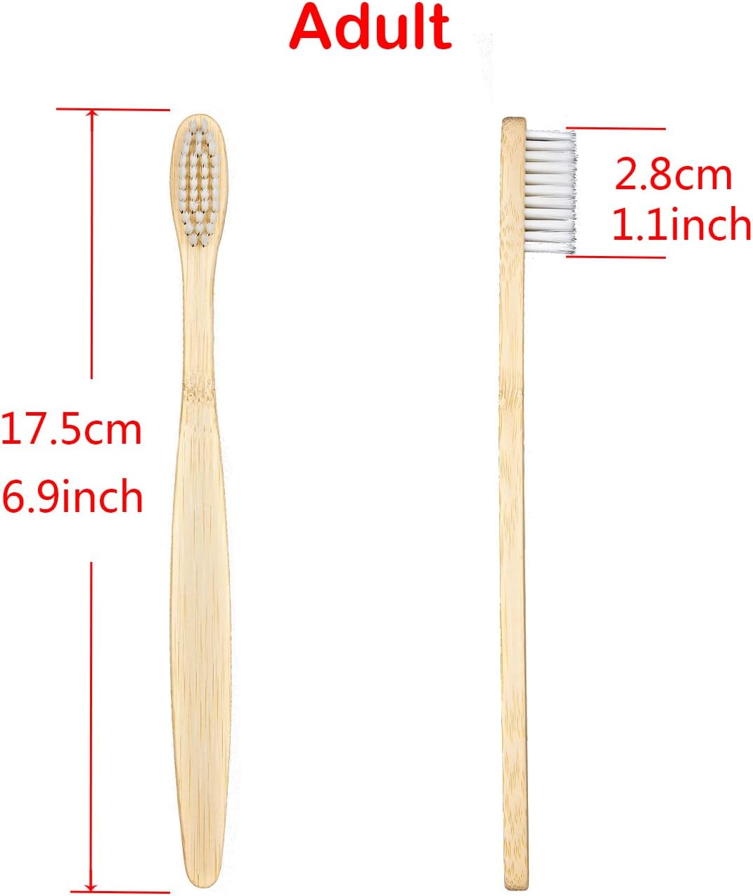 SEVENHEAD Bamboo Toothbrushes for Adults & Kids - Family Set 6+4 PCS, Soft Bristles, Natural Biodegradable BPA Free Eco-Friendly Wooden Toothbrush, White