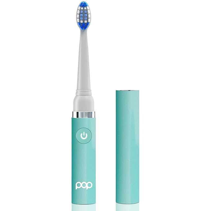 Pop Sonic Electric Toothbrush (Pastel Green) - Travel Toothbrushes w/AAA Battery | Kids Electric Toothbrushes with 2 Speed & 15,000-30,000 Strokes/Minute, Dupont Nylon Bristles