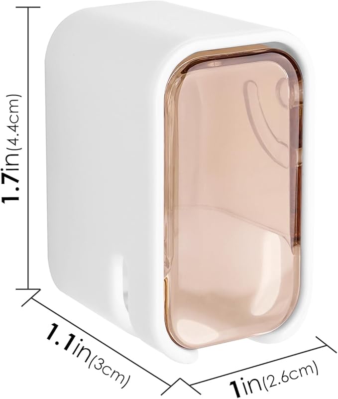 4 Pack Toothbrush Holders for Bathrooms Shower, Wall Mount Toothbrush Organizer with Cover, Self Adhesive Electric Toothbrush Storage, Quick Dry Toothbrush Hanger (Orange)