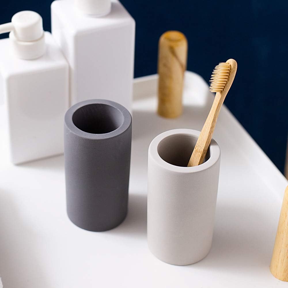 2 Pack Toothbrush Holder Bathroom Diatomite Toothbrush Organizer Stand, Water Absorption Fast Drying Toothbrush Cup Holder for Electric Toothbrush Toothpaste Razor Makeup Brush (Dark Grey+Light Grey)