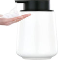 12Oz Foaming Hand Soap Dispenser - White Foam Soap Dispenser Bathroom with Easy-to-Press Pump, Modern Refillable Liquid Lotion Hand Soap Dispenser, Ceramic Dish Soap Dispenser for Kitchen