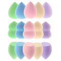 15 Pcs Makeup Sponges Set - 3 Shapes Beauty Blender Kit for Liquid, Cream & Powder Foundation, Concealer - Multi-Colored Soft Cosmetic Sponges (Pink/Nude/Purple/Green/Blue)