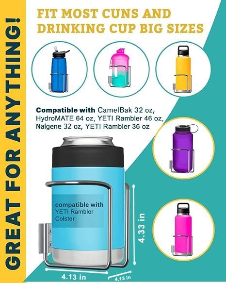 Skywin Large Cup, Water Bottle & Tumbler Holder Organizer (Screw Mount)- 2 Pack – Heavy-Duty Stainless Steel Drink Holder for Boats, Trucks, Cars, RVs & Yachts, Fits Large Tumblers, Bottles & Cans