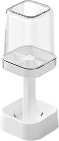 Toothbrush Holder with Cup/Cover, 3 Slots Toothpaste Holder Stand for Bathroom Countertop Plastic Storage Organizer for Toothbrushes, Electric Toothbrushes (White)