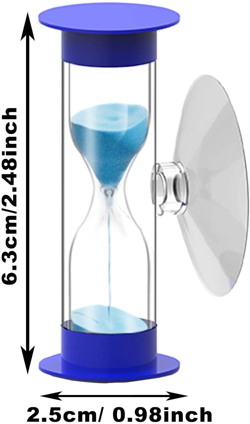 2 Minute Hourglass Sand Timer with Suction Cup,Unbreakable Sucker Sand Clock Timer 2 min,Plastic Mini Sand Watch,Rotatable Reloj De Arena for Kids Toothbrush(Blue)