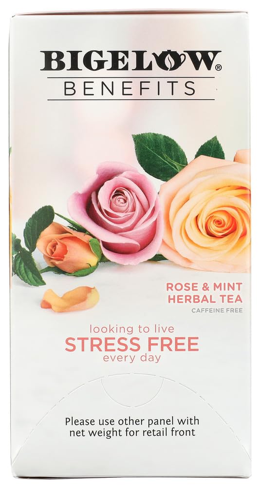 Bigelow RCB01027 Benefits Decaf Rose Mint Tea Bags, 18/Box
