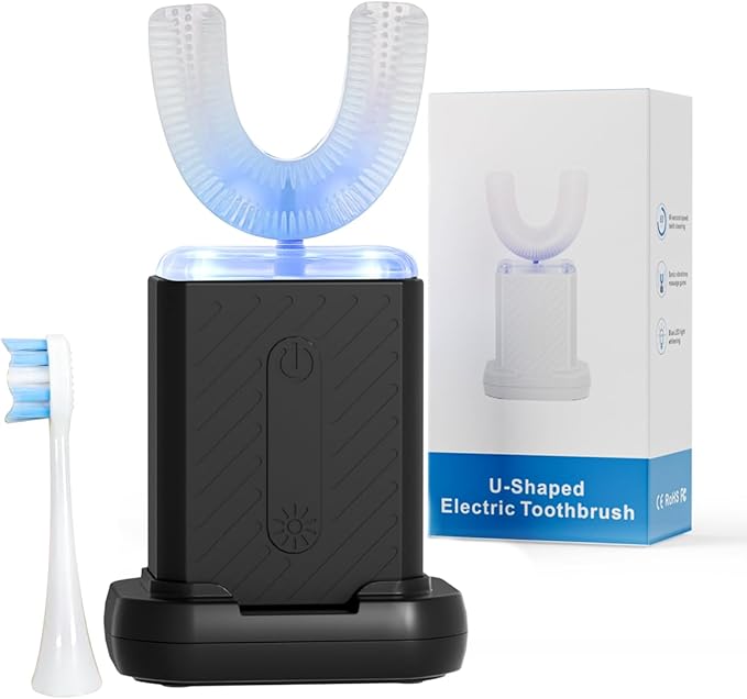 U-Shaped Electric Toothbrush for Adults, Electric Toothbrush with 4 Clean Modes, Automatic Toothbrush with IPX7 Waterproof