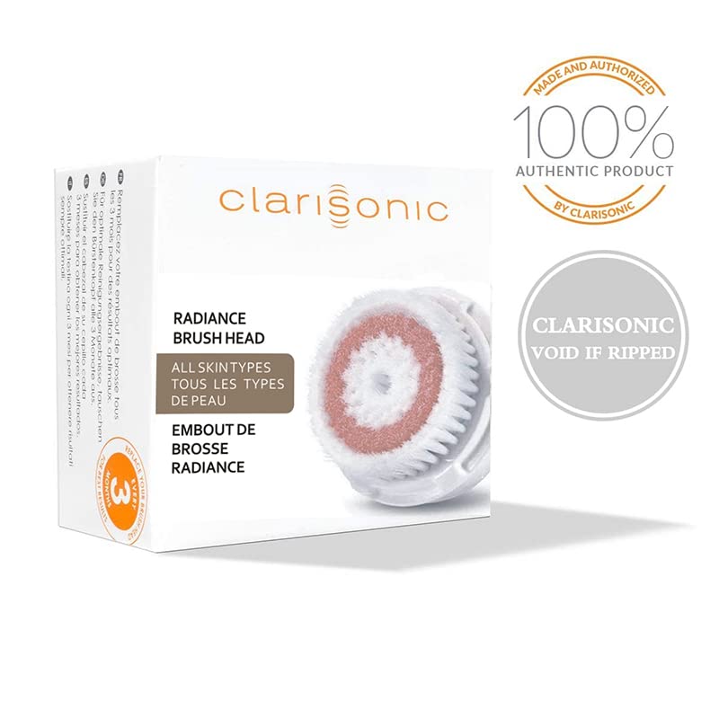 Clarisonic Face Cleansing Brush Head Replacement | Skin Brightening Face Brush for Dull Skin | Suitable for Sensitive Skin | Compatible with Mia 1, Mia 2, Radiance,2-count