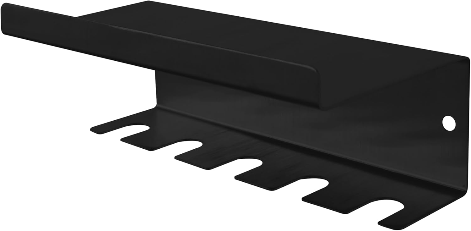 Stainless Steel Toothbrush Holder Wall Mounted - No Drill Bathroom Organizer with 3M Adhesive & Screws, 5-Slot Razor & Electric Toothbrush Holder, Rustproof for Wet Spaces (Black, 18/8 304 Grade)