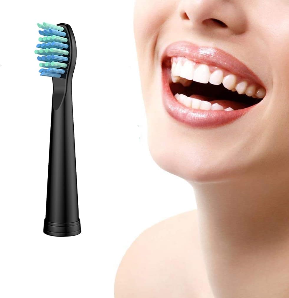 10 Pcs Electric Toothbrush Replacement Heads Compatible with Sonic-FX and Fit SnapWhite for Adults and Kids, Soft Charcoal/Nylon Bristles(5 Black+5 White)