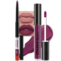 evpct 2Pcs Light Plum Purple Matte Liquid Lipstick Lip Gloss Stain and Retractable Lip Liner Makeup Set for Women Long Lasting Waterproof 24 Hours Lipstick labial mate larga duracion 24 45#