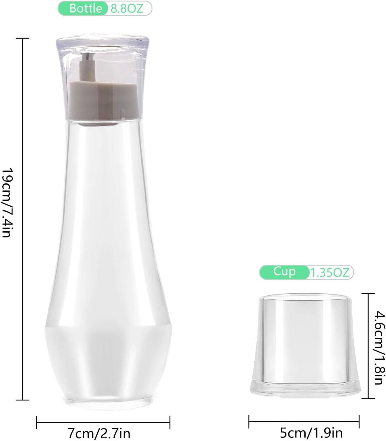 Tiyafuro Glass Mouthwash Dispenser for Bathroom, 8.8OZ Mouth Wash Container Bottle with Lid Cup, Small Clear Refillable Mouthwash Holder Decanter for Countertop, Multifunctional Glass Bottle