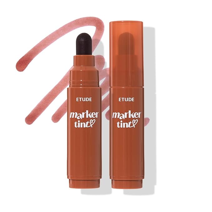 ETUDE Dear Darling Marker Tint #10 Sweet Cinnamon | Hydrating & Long Lasting Lip Stain | High Pigmented Lip Maker with Easy Drawing Tip | Korean Daily Lip Tint, Korean Makeup, Kbeauty