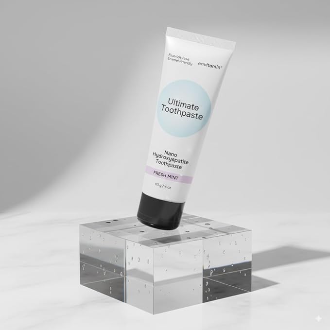 Fluoride Free Nano Hydroxyapatite Ultimate Toothpaste for Remineralizing Enamel & Sensitive Relief, Whitening, Antiplaque, SLS Free, Fresh Mint, 4 oz (1 Tube, Fresh Mint)