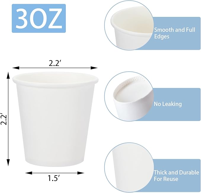 Lamosi 3 oz White Bathroom Cups 300 Pack, 3 oz Paper Cups, Mouthwash Cup, Mini Paper Cup for Parties, Picnics, Barbecues, Travel and Events