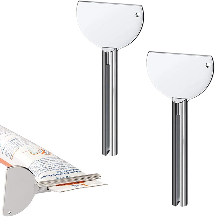 Toothpaste Squeezer, Metal Tube Squeezer Key Stainless Steel Toothpaste Roller Tube Wringer for Paint, Cream, Cosmetic and Hair Dye (A*2 PCS)