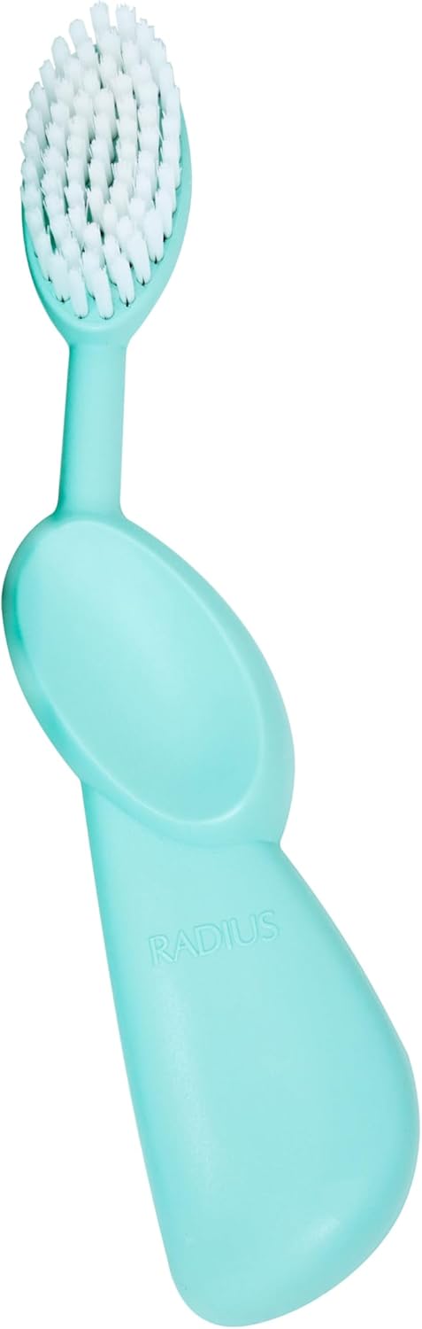 RADIUS Toothbrush Original Big Brush, BPA Free ADA Accepted - Right Hand - Mint Green Brush with Mint Green Case