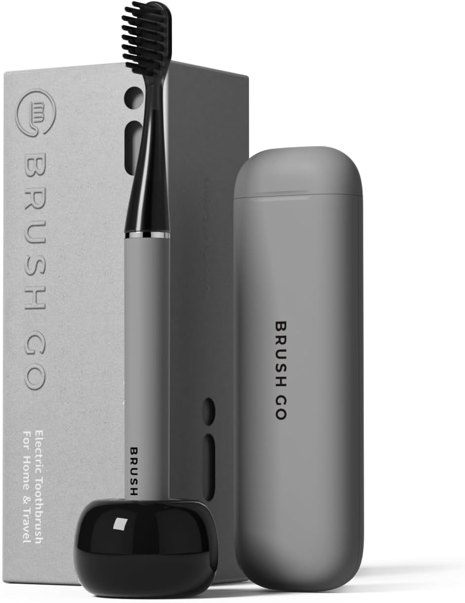 MIPOW Slim Pro i4 Electric Toothbrush Rechargeable Smart Ultra Sonic 3 Modes Magnetic Travel Case &Ceramic Dock, 60Day Long Battery Soft Bristles 2Heads IPX7 Waterproof,Color-(Gray)