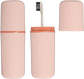 uxcell Travel Toothbrush Case, 7.9x2.6x2 Portable Travel Toothbrush Holder with Flat, Plastic Toothpaste Container for Bathroom, Gym, Business Trip, Camping, Pink