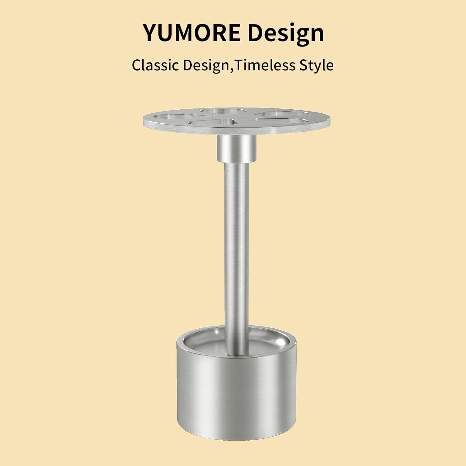 YUMORE Toothbrush Holder Stand Stainless Steel Tooth Brush Holder Bathroom Countertop Organizer Storage (Brushed Nickel)