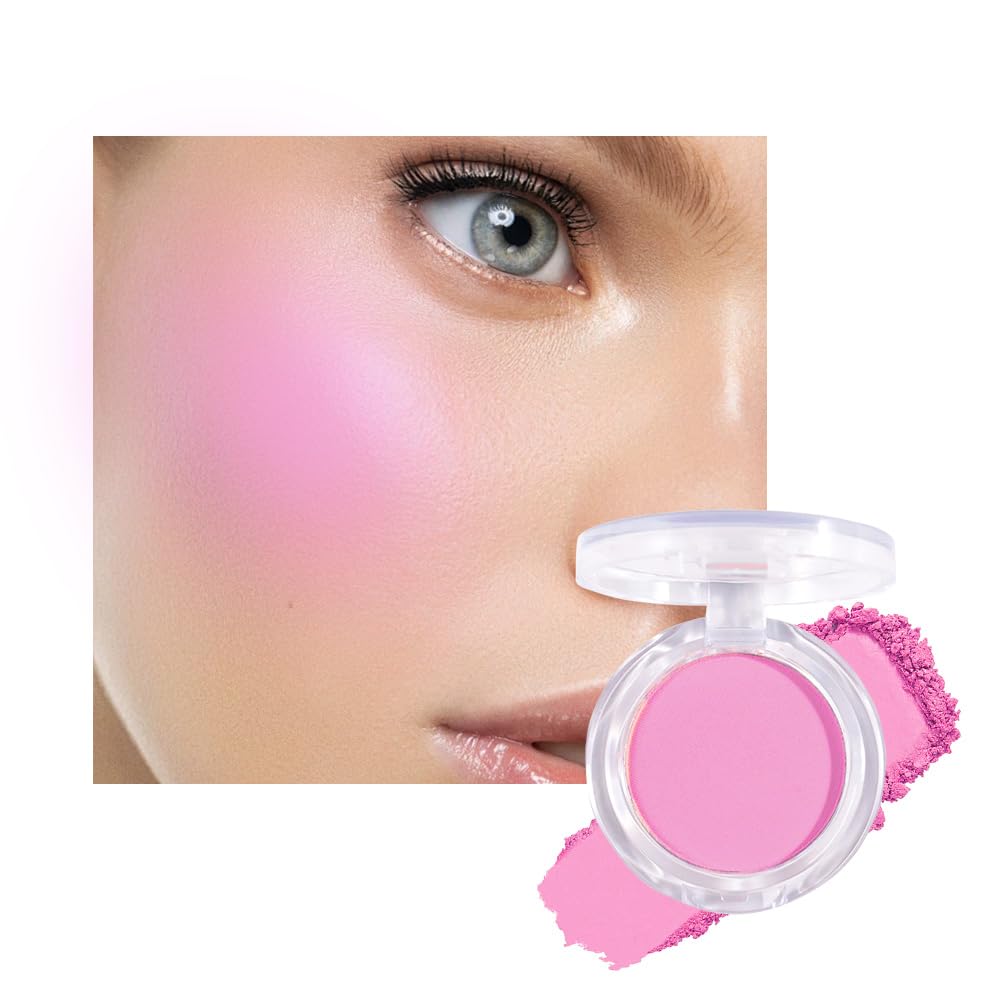 Matte Powder Blush for Cheeks – Long Lasting Natural Face Blusher Makeup, Lightweight Blendable Cheek Color for Women, Vegan & Cruelty-Free – #01 Pale Pink