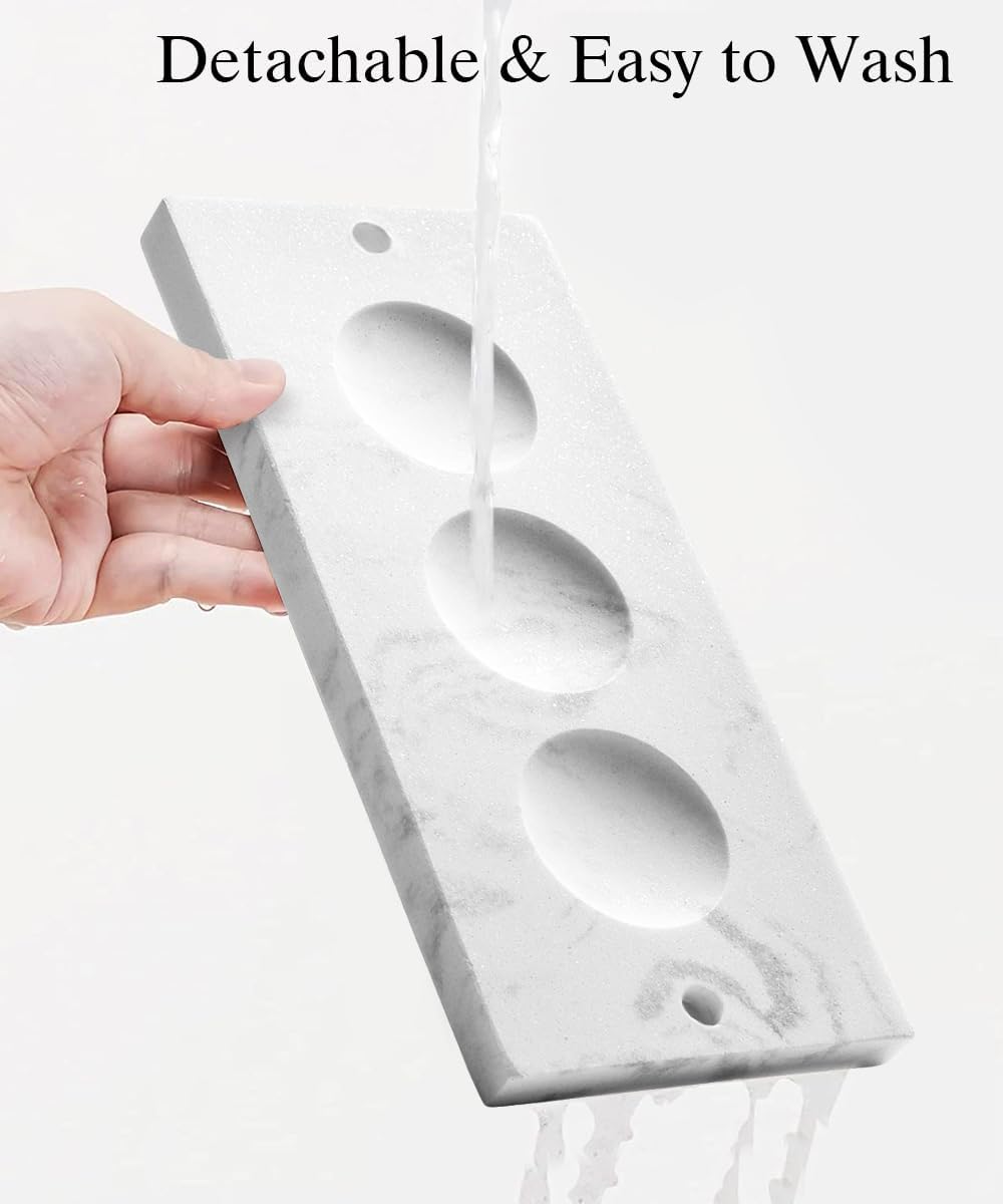 Emibele Electric Toothbrush Holder, 3 Slots 2-Layer Resin Electric Toothbrush Holder Bathroom Toothpaste Razor Storage Non-slip Organizer for Bathroom Toothbrush Toothpaste Cleanser, Gold Marble White