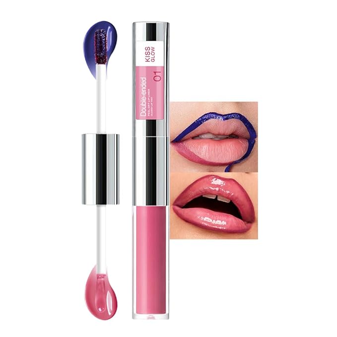 Dual-Ended Peel Off Lip Liner & Gloss Stain in Rose Pink – Tattoo-Like Peel Off Lip Stain Liner + Hydrating High Shine Lip Gloss, Long-Lasting Waterproof Smudge-Proof Duo for Plump Natural Pink Lips 1