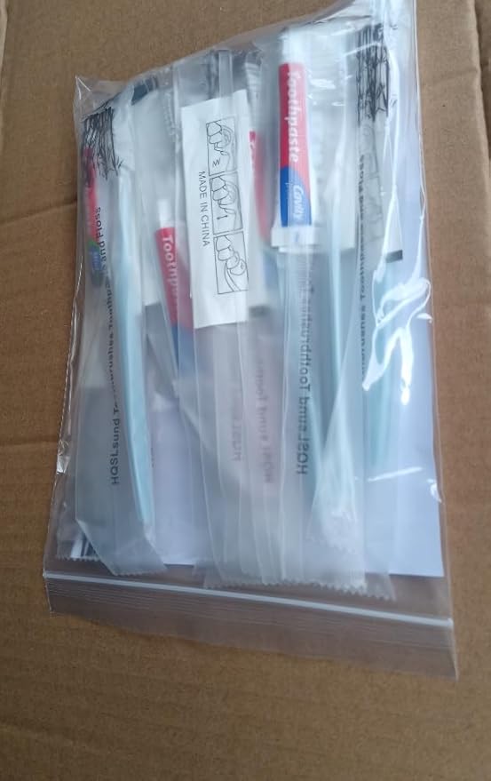 100 Pack Disposable Toothbrushes with Toothpaste Floss Individually Wrapped, 2 Color Toothbrush,10g Toothpaste,Floss Pick,Bulk Toothbrush Kit for Homeless,Airbnb,Hotel,Guest