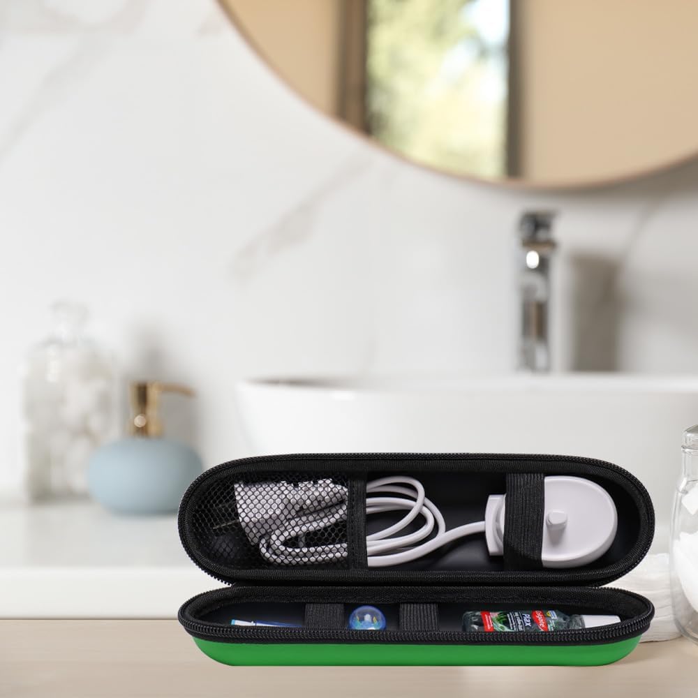 Nincha Electric Toothbrush Travel Case Compatible with Oral-B/Philips Sonicare/Colgate/Reach, and Most Electric Toothbrush, Includes 2 Universal Toothbrush Covers (Green Case + Green Covers)