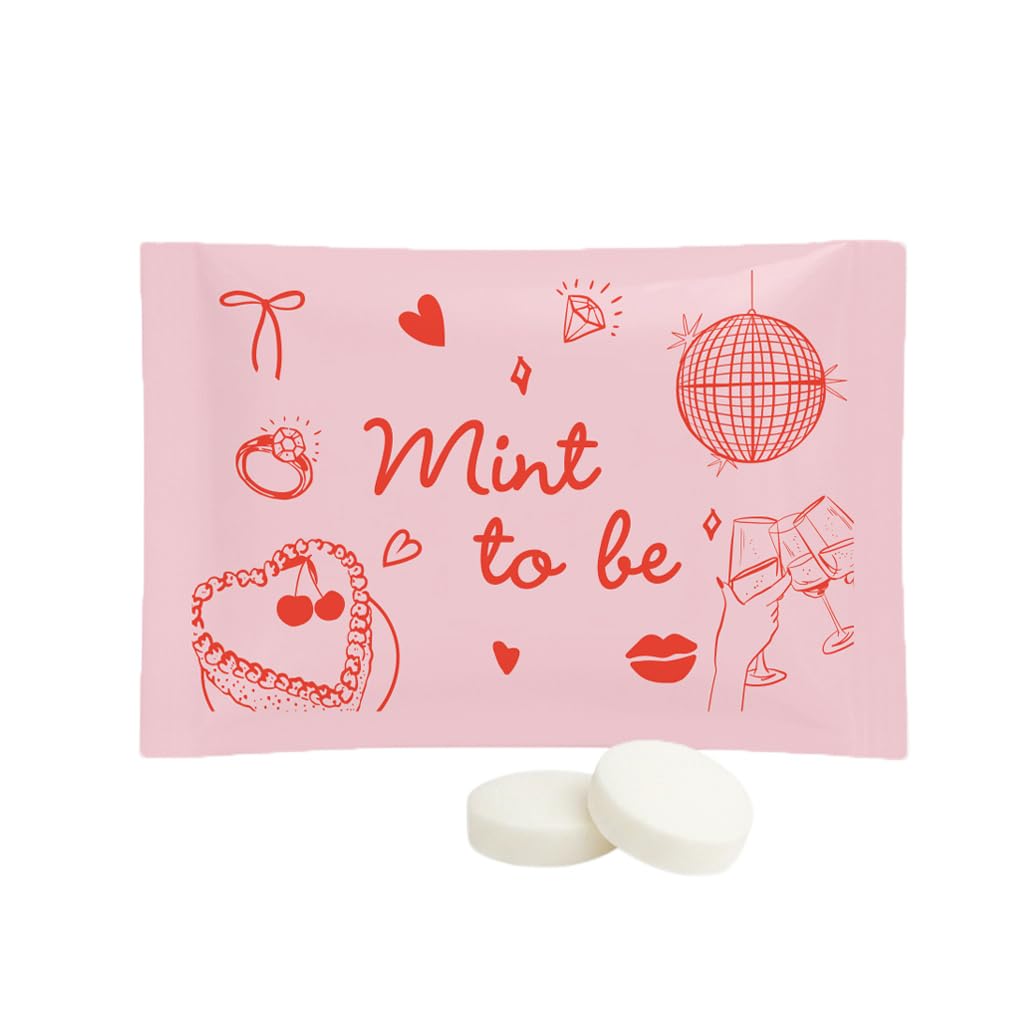 SIMPLY Peppermint "Mint to Be" Bachelorette Individually Wrapped Breath Mints in Bulk, 50 Packets (2 per Packet) | Wedding, Bridal Shower, Bachelorette, Party Favors