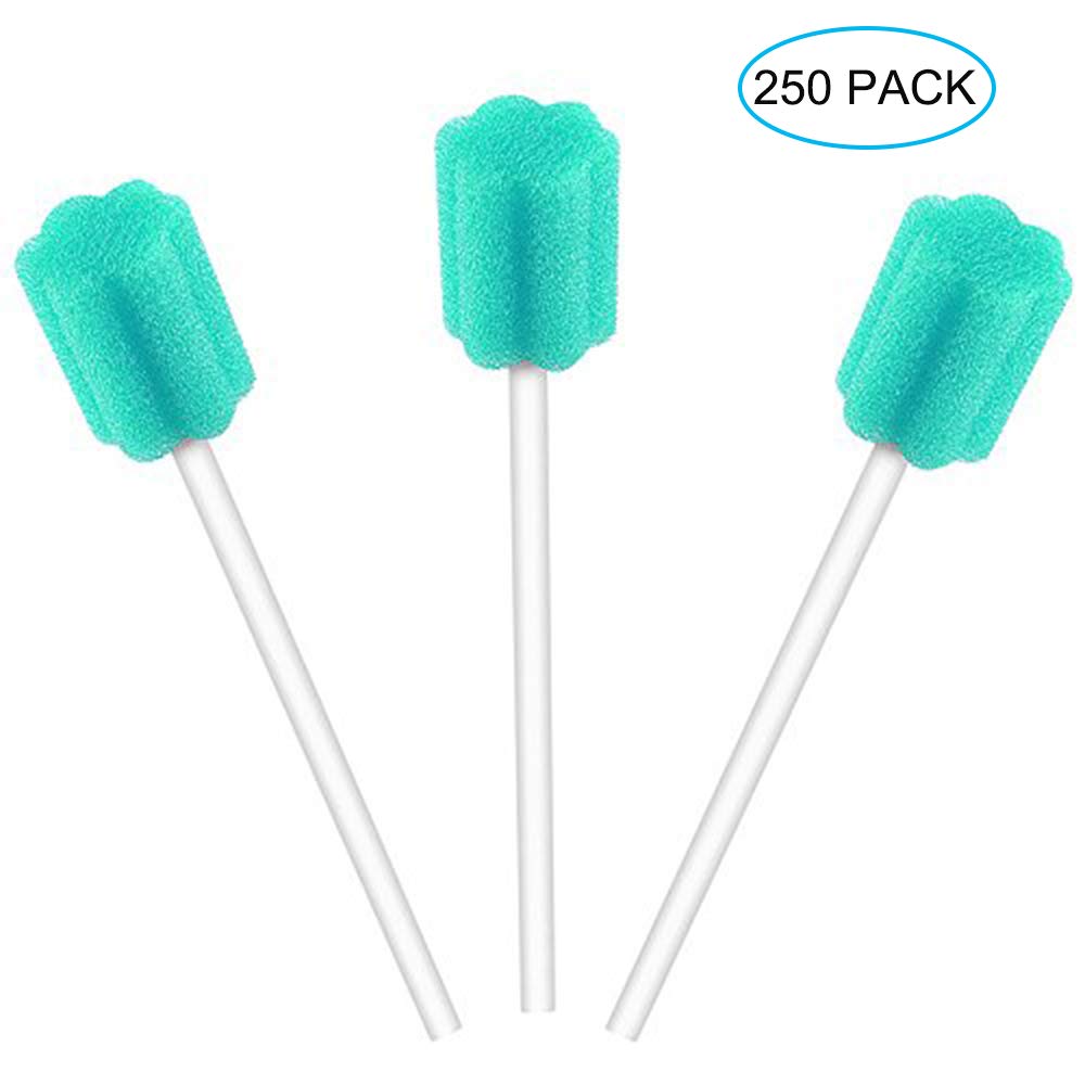 250 Count, ZIZNBA Disposable Mouth Swabs Sponge, Unflavored & Sterile Oral Swabs Dental Swabsticks for Mouth Cleaning