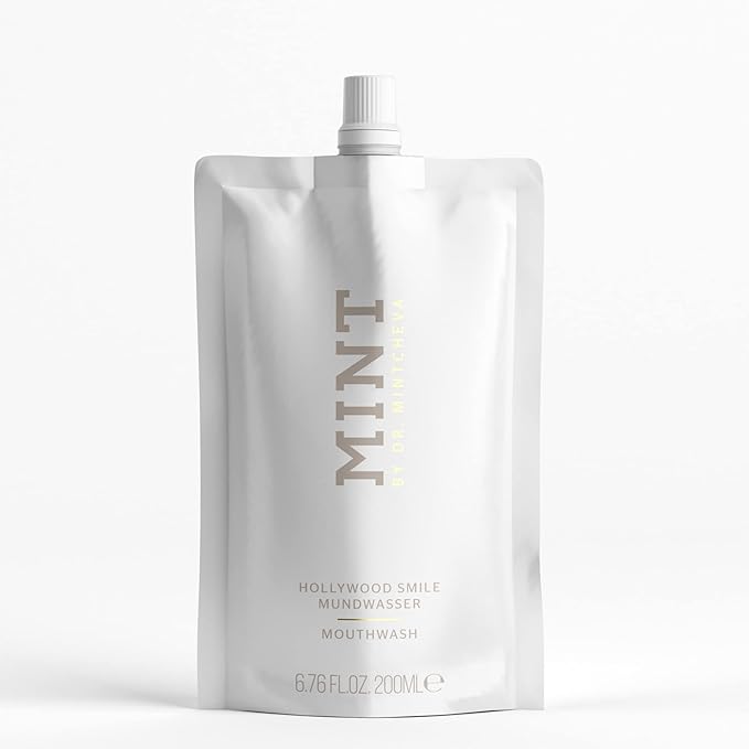 Mint Hollywood Smile Mouthwash Refill – 2-Phase Whitening Formula with Hydrogen Peroxide 0,1% & Sodium Polyphosphate – Alcohol-Free – Vegan – 6.76 fl oz