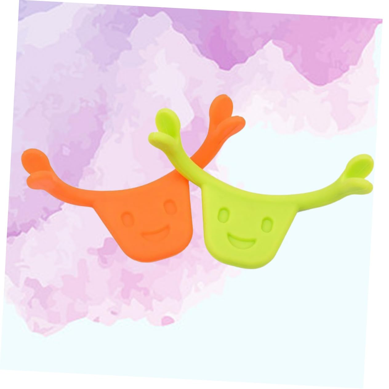 2pcs Smile Trainer Mouth Exerciser Edible Silicone for Facial Muscle Stretching and Lifting Smile Line Enhancer and Jawline Toning Green Orange