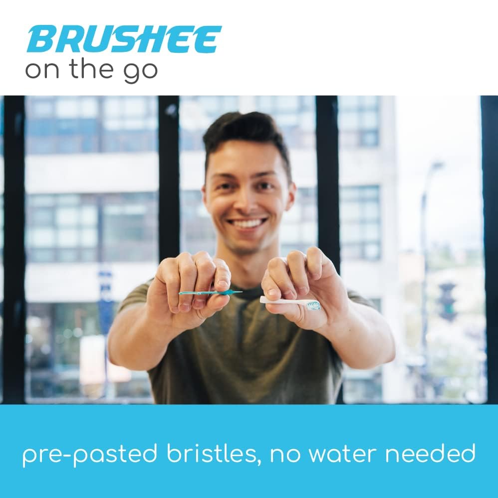 Brushee - The Evolution of Oral Care | 4-in-1 Tool (Paste + Brush + Floss + Pick) | Individually Wrapped | Disposable | Prepasted Travel Toothbrushes | Small Adult Toothbrush - (120-Pack)